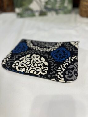 Vera Bradley Patterned Quilted Clutch - Black, Blue & White